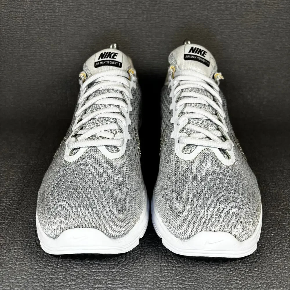🔴 Nike Air Max Sequent 2 Women`s Size 8.5 Silver White Running Shoes 852465-001